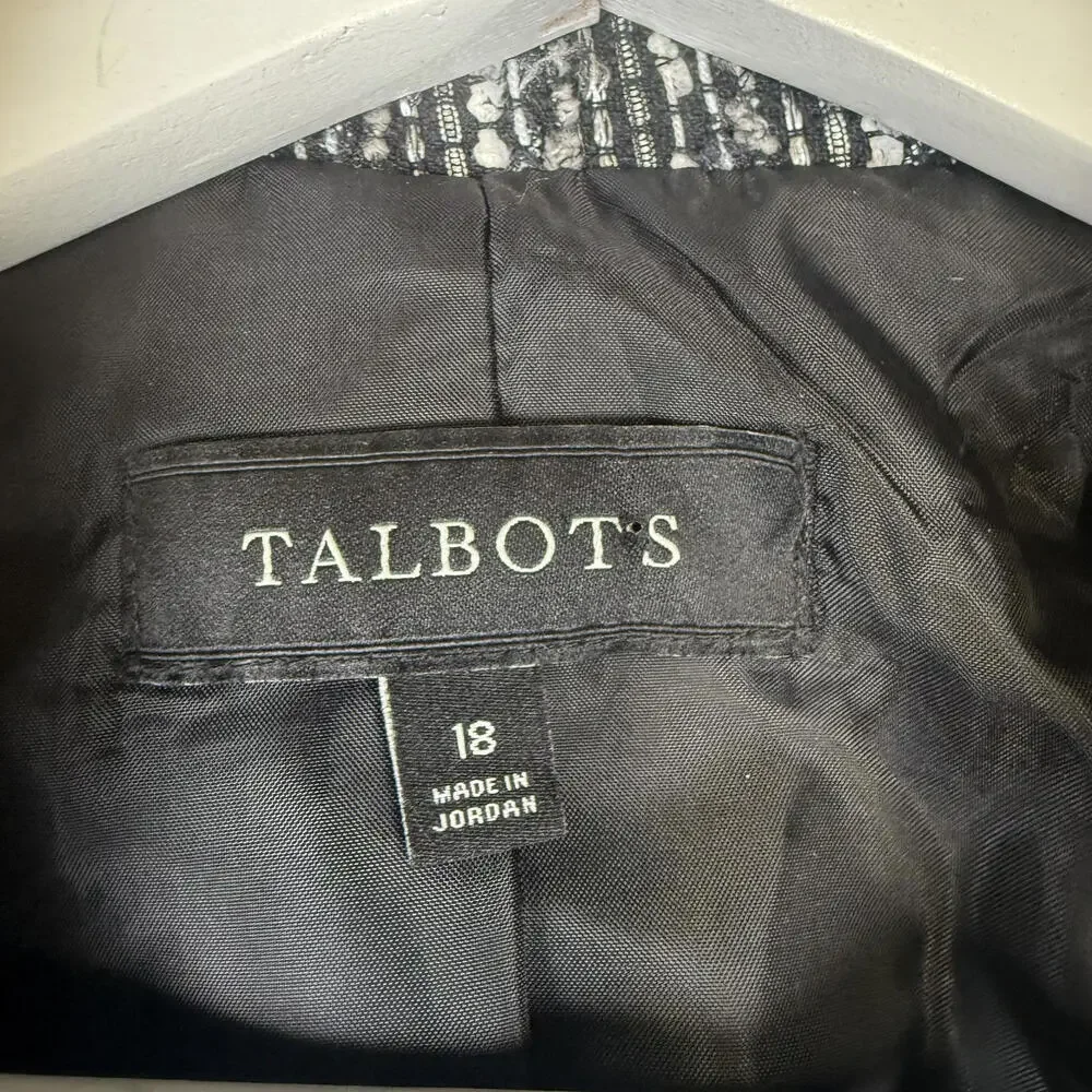 Talbots Women's Size 18 Plus Grey Tweed Nylon Blend Blazer Jacket Coat